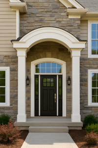 High-resolution photograph showcasing the exterior of a modern Toronto home with large vinyl windows and a sleek front door, ideal for boosting curb appeal.